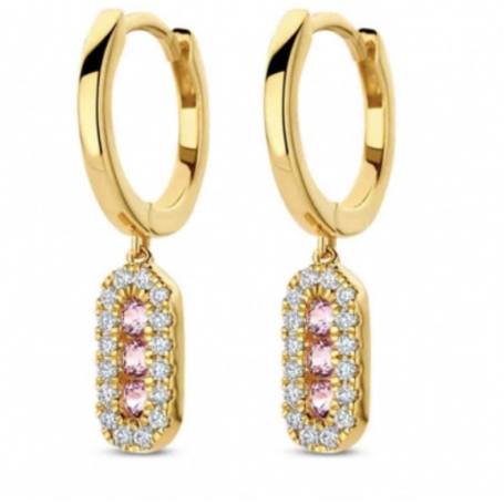 BOUCLES OR JAUNE SAPHIR ROSE & DIAMANTS