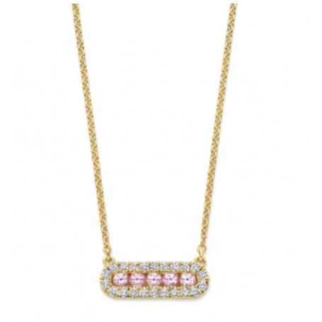 COLLIER OR JAUNE SAPHIR ROSE & DIAMANTS