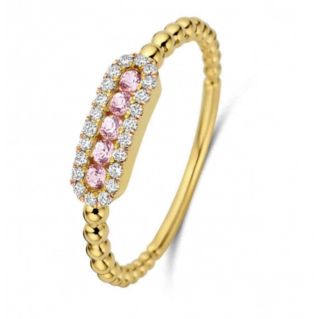 BAGUE OR JAUNE SAPHIR ROSE & DIAMANTS