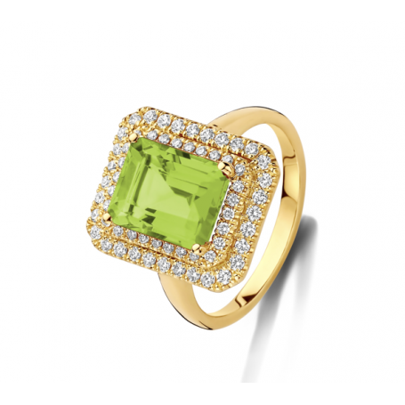 BAGUE OR JAUNE PERIDOT & DIAMANTS
