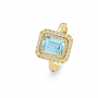 BAGUE OR JAUNE AIGUE MARINE & DIAMANTS