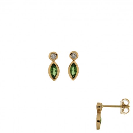 BOUCLES OR JAUNE DIAMANTS & TSAVORITE
