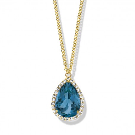 COLLIER OR JAUNE TOPAZE & Diamants ONE MORE