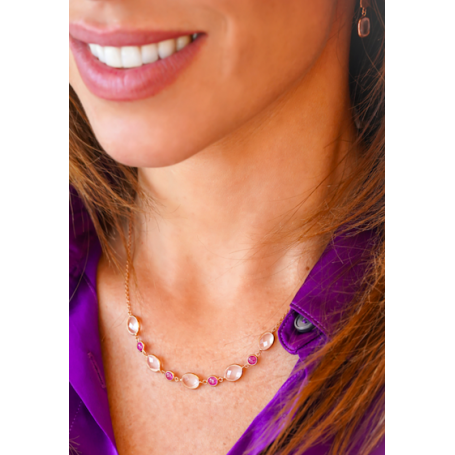 COLLIER OR ROSE QUARTZ ROSE