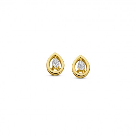 BOUCLES D'OREILLES OR JAUNE DIAMANTS