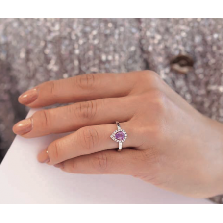 BAGUE OR BLANC & SAPHIR ROSE